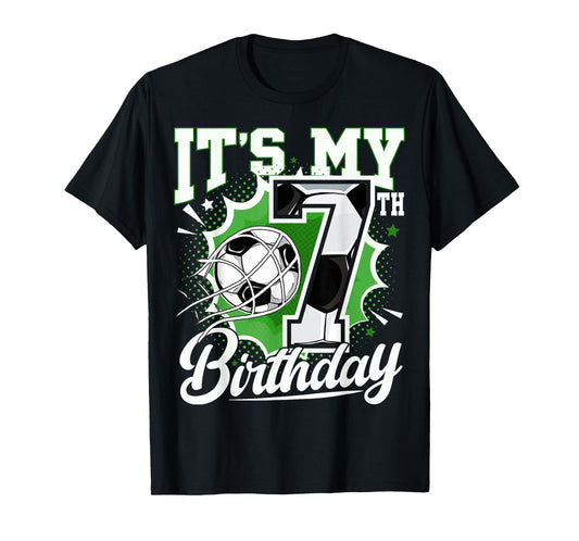 Kids 7 Year Old Birthday It's My 7th Birthday Soccer Ball T-Shirt