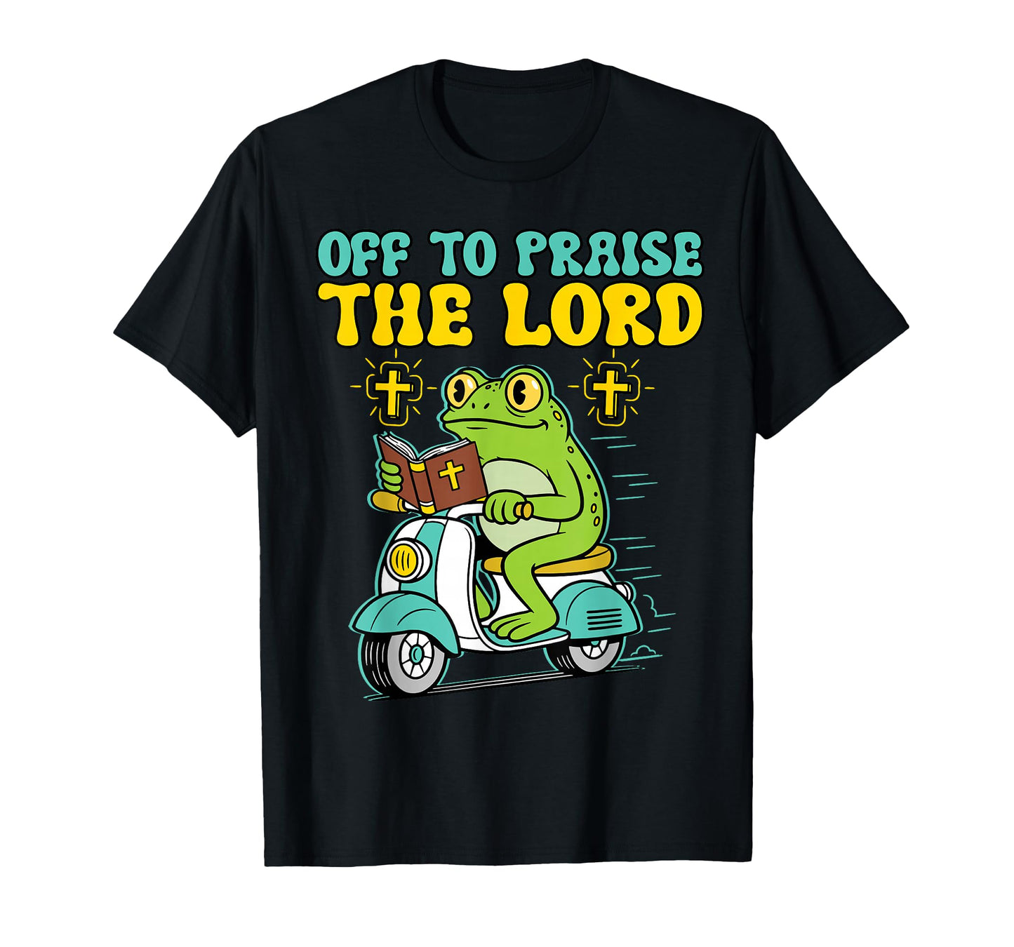 Funny Christian Frog Meme Off to Praise The Lord Religious T-Shirt