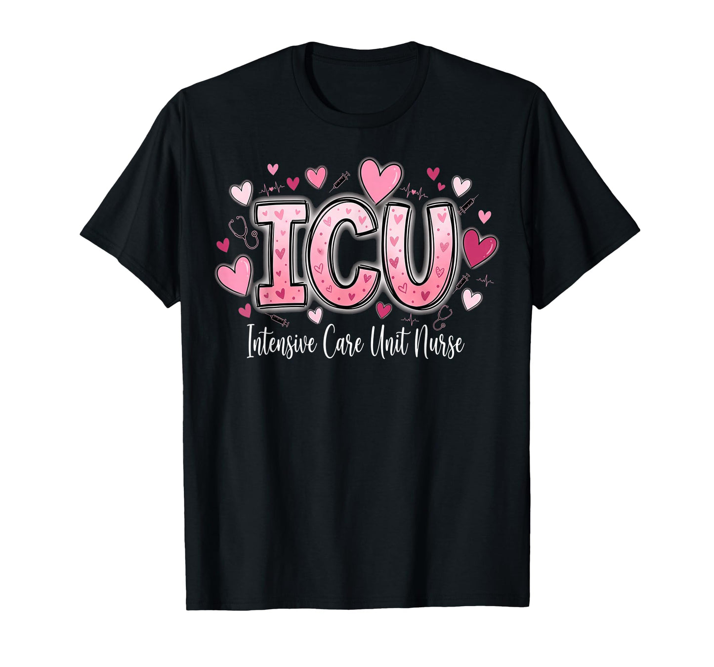 Cute Hearts ICU Valentine Nurse Valentines Day Shirt Nurses T-Shirt