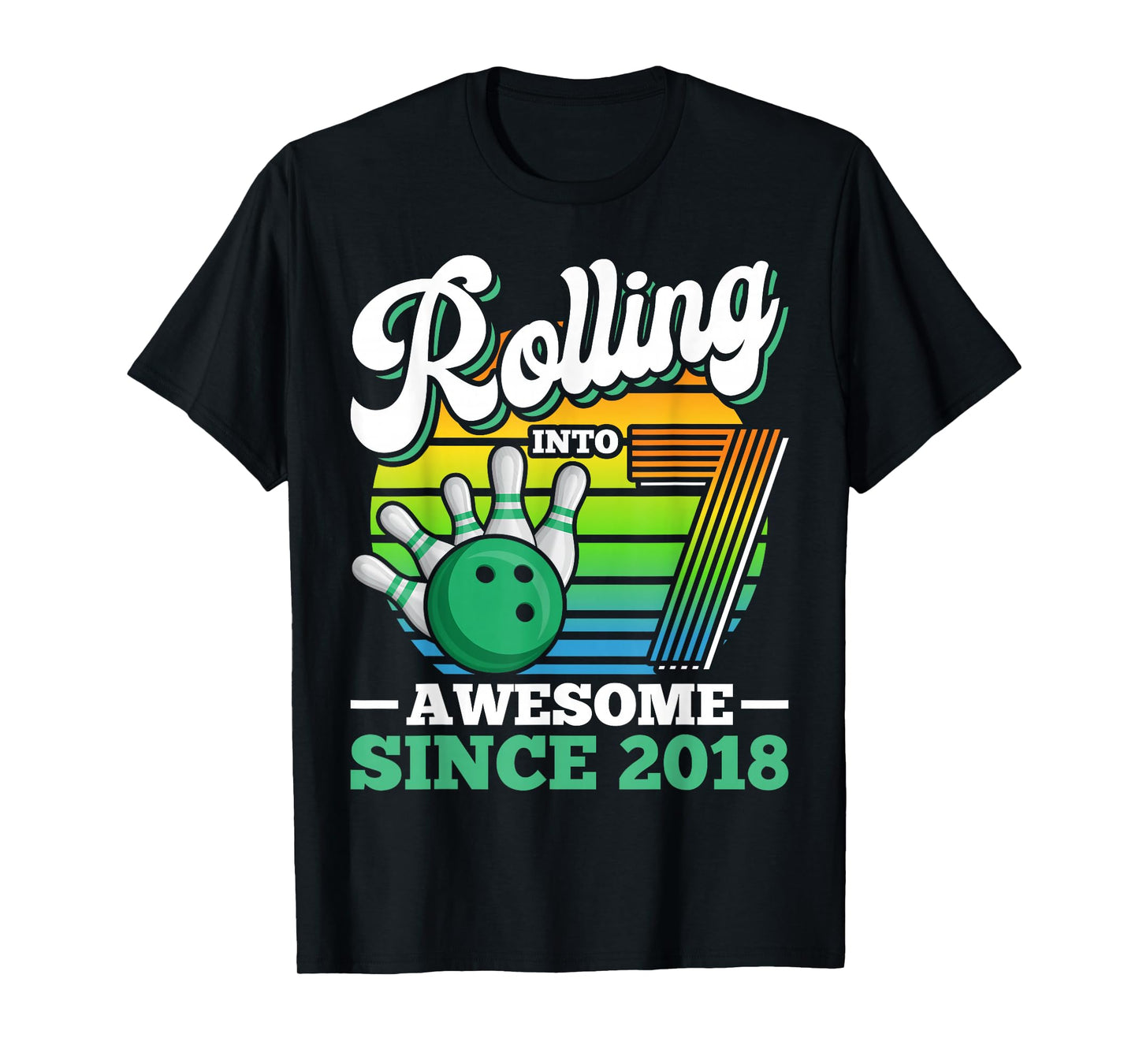Bowling Birthday Party Rolling Into 7 Years Boy 7th Birthday T-Shirt