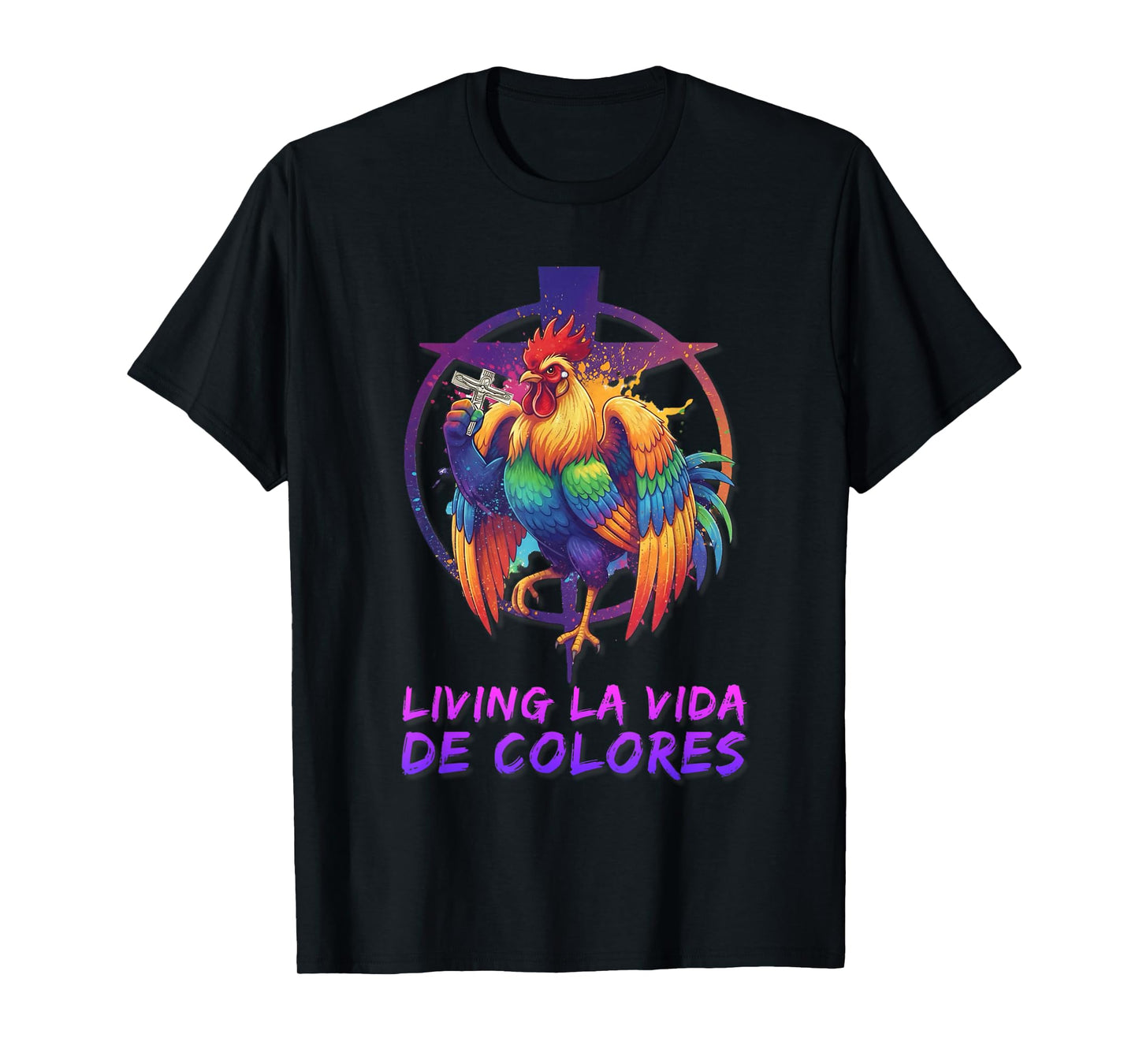 DeColores Cursillo Rainbow Rooster Catholic T-Shirt
