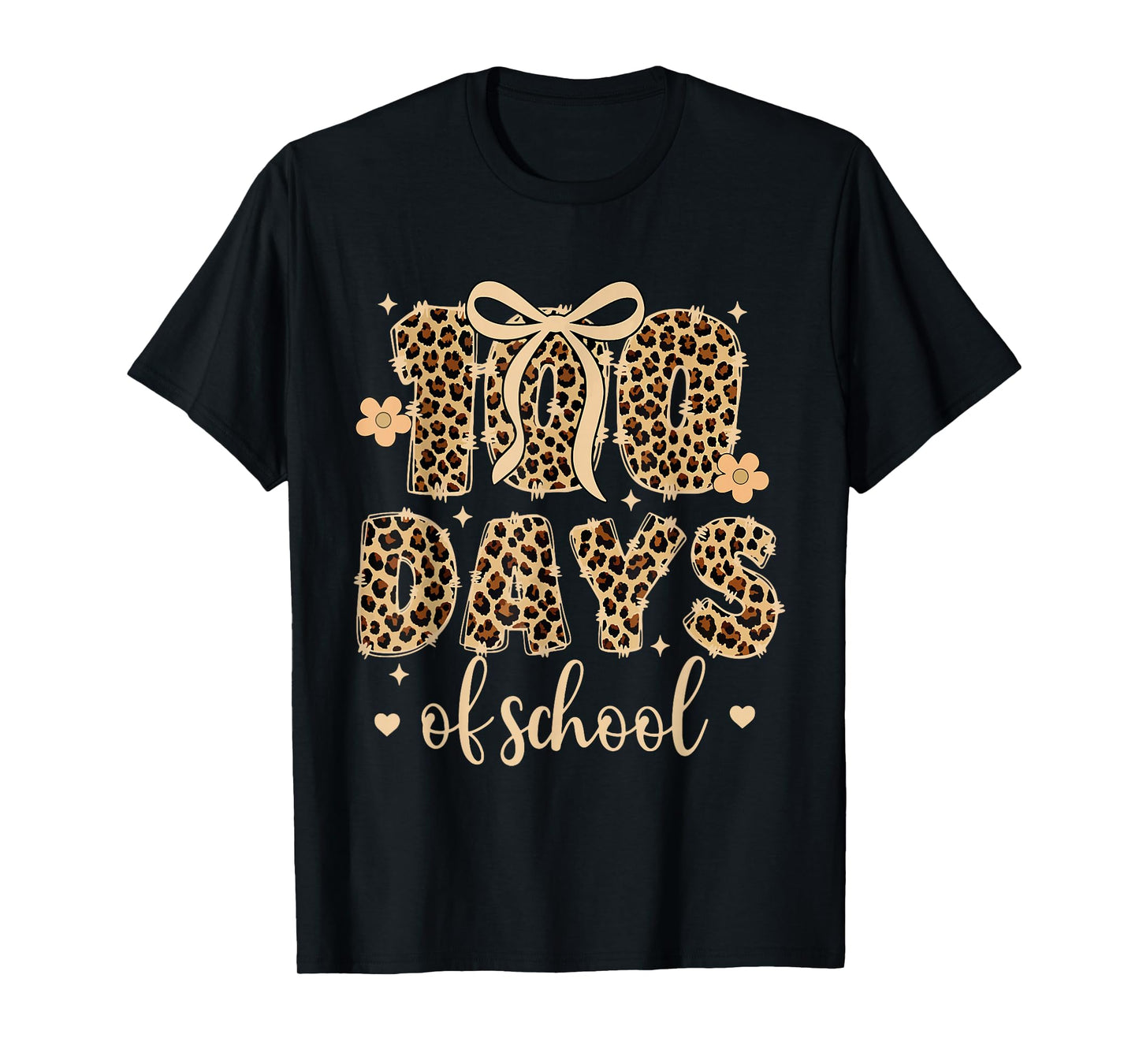 Funny Teacher 100 Days of School Leopard Pencil Coquette Bow T-Shirt