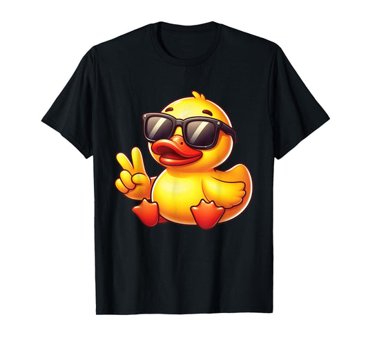 Cool Retro Yellow Rubber Duck in 70s 80s Funny Duck T-Shirt