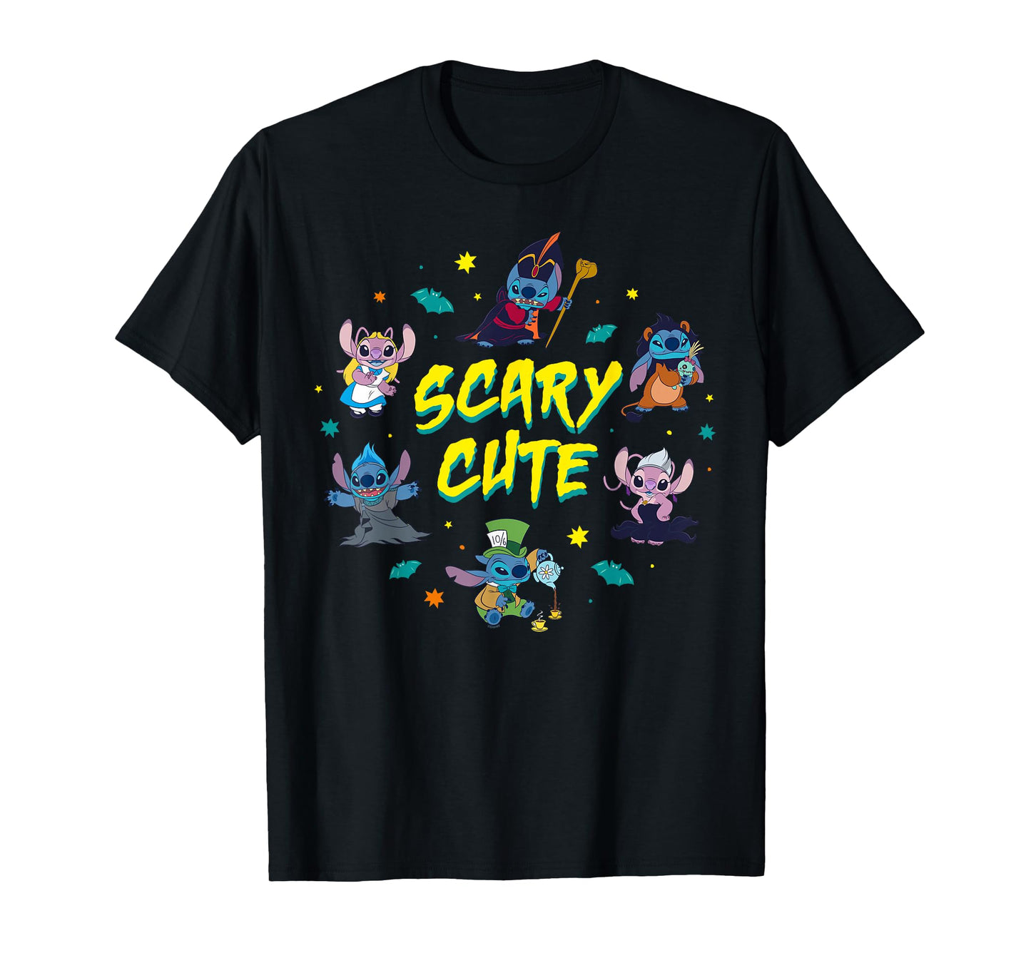 Disney Stitch & Angel Halloween Scary Cute Disney Costumes T-Shirt