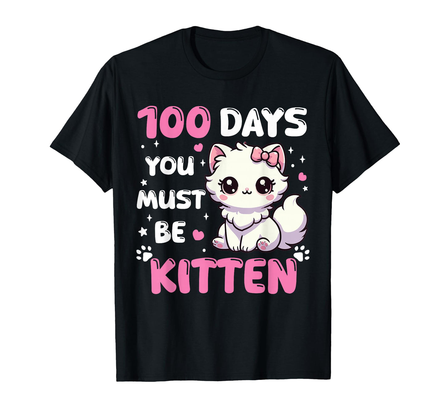 100 Days of School Kitten Cat 100th Day of School Girls T-Shirt