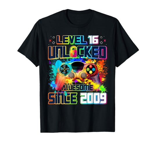 Level 16 Unlocked 16 Year Old Video Gamer 16th Birthday Gift T-Shirt