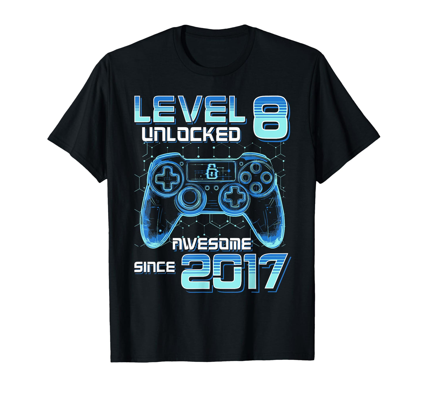 Level 8 Unlocked Video Game Party 8th Birthday Gamer Boys T-Shirt