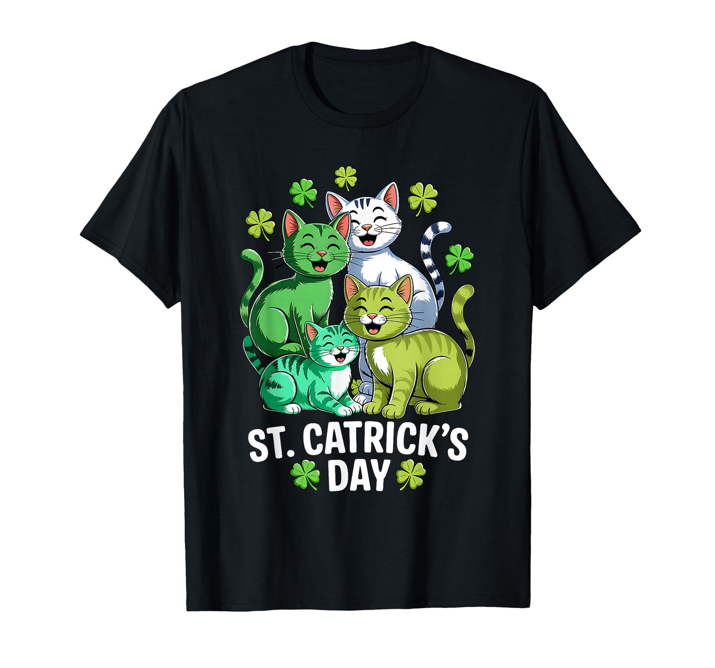 St Patricks Catricks Day Cats Saint Pattys Women Girls Kids T-Shirt
