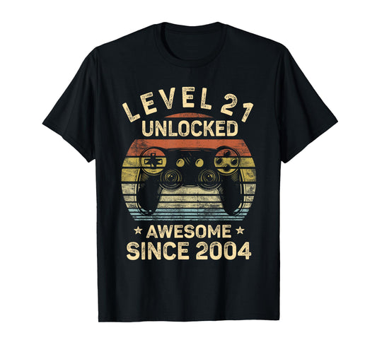 Level 21 Unlocked 21st Birthday 21 Year Old Gifts Gamer Bday T-Shirt