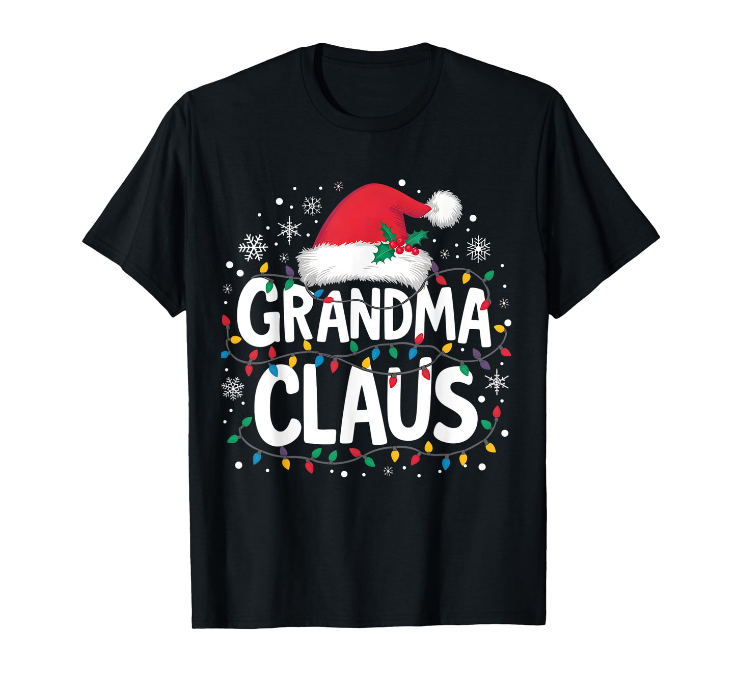 Grandma Claus Christmas Lights Santa Family Matching Women T-Shirt