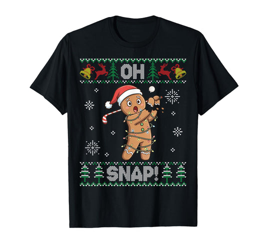 Gingerbread Golf Christmas Cookie Oh Snap Santa Ugly Sweater T-Shirt