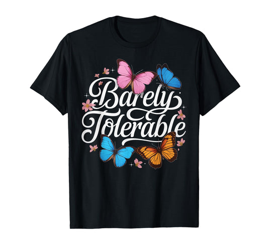 Barely Tolerable Jane Austen Butterfly Floral Cottagecore T-Shirt