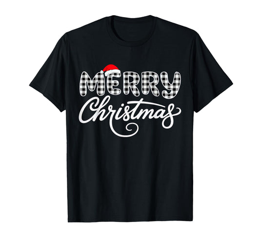 Merry Christmas Buffalo Black and White T-Shirt