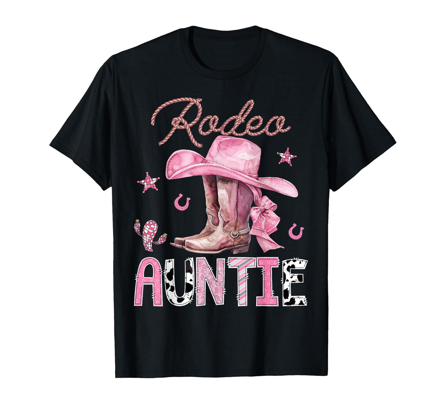 Rodeo Auntie Pink Boots Coquette CowGirl Birthday Party T-Shirt