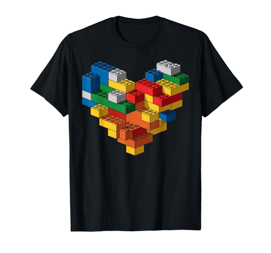 Kids Brick Builder Bricks Heart Building Blocks T-Shirt