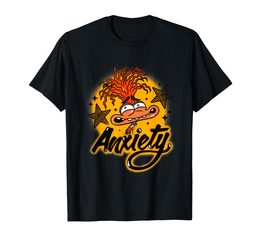 Disney Pixar Inside Out 2 Anxiety with Stars Orange Retro T-Shirt