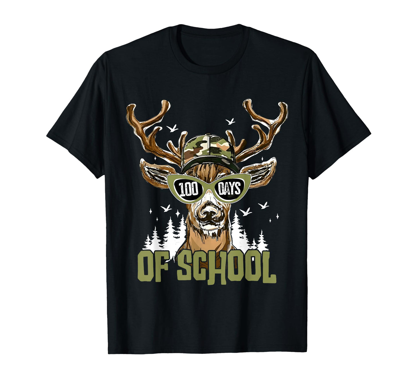 100 Days of School Funny Buck Deer Hunter Boy Girl Teacher T-Shirt