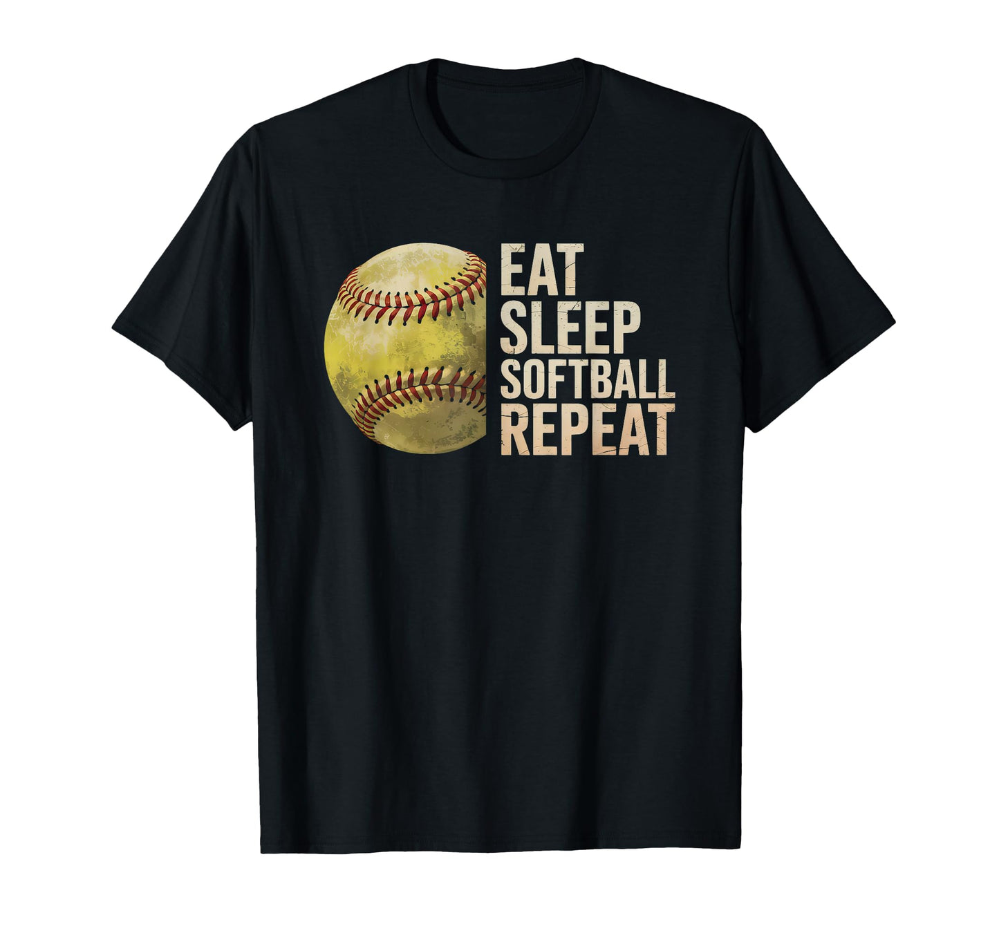 Eat Sleep Softball Repeat Funny Softball Player Men Women T-Shirt