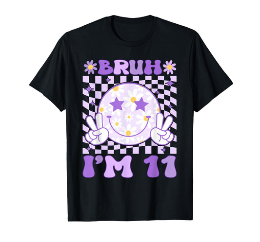 Bruh I'm 11 Years Old Purple Birthday Girls 11th Birthday T-Shirt