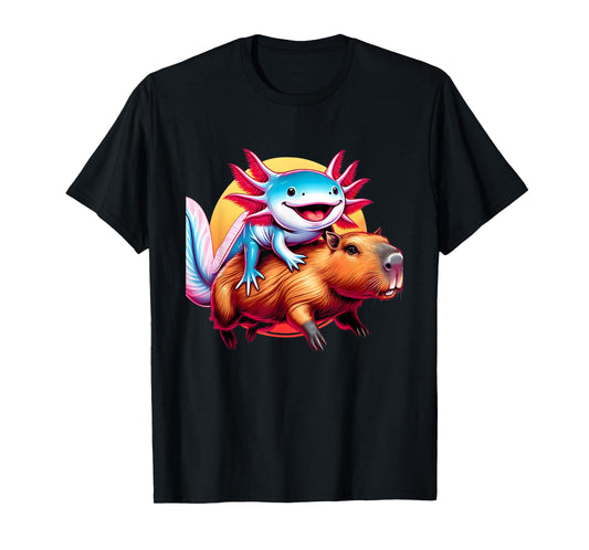 Funny Capybara Graphic Tee Men Women Kids Boys Axolotl Lover T-Shirt