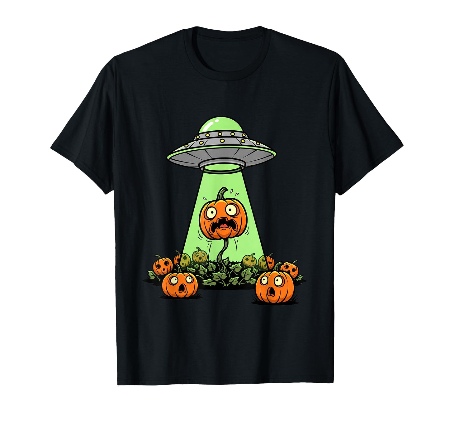 Alien Abduction Funny Pumpkin Halloween Light UFO Tee Jack O T-Shirt