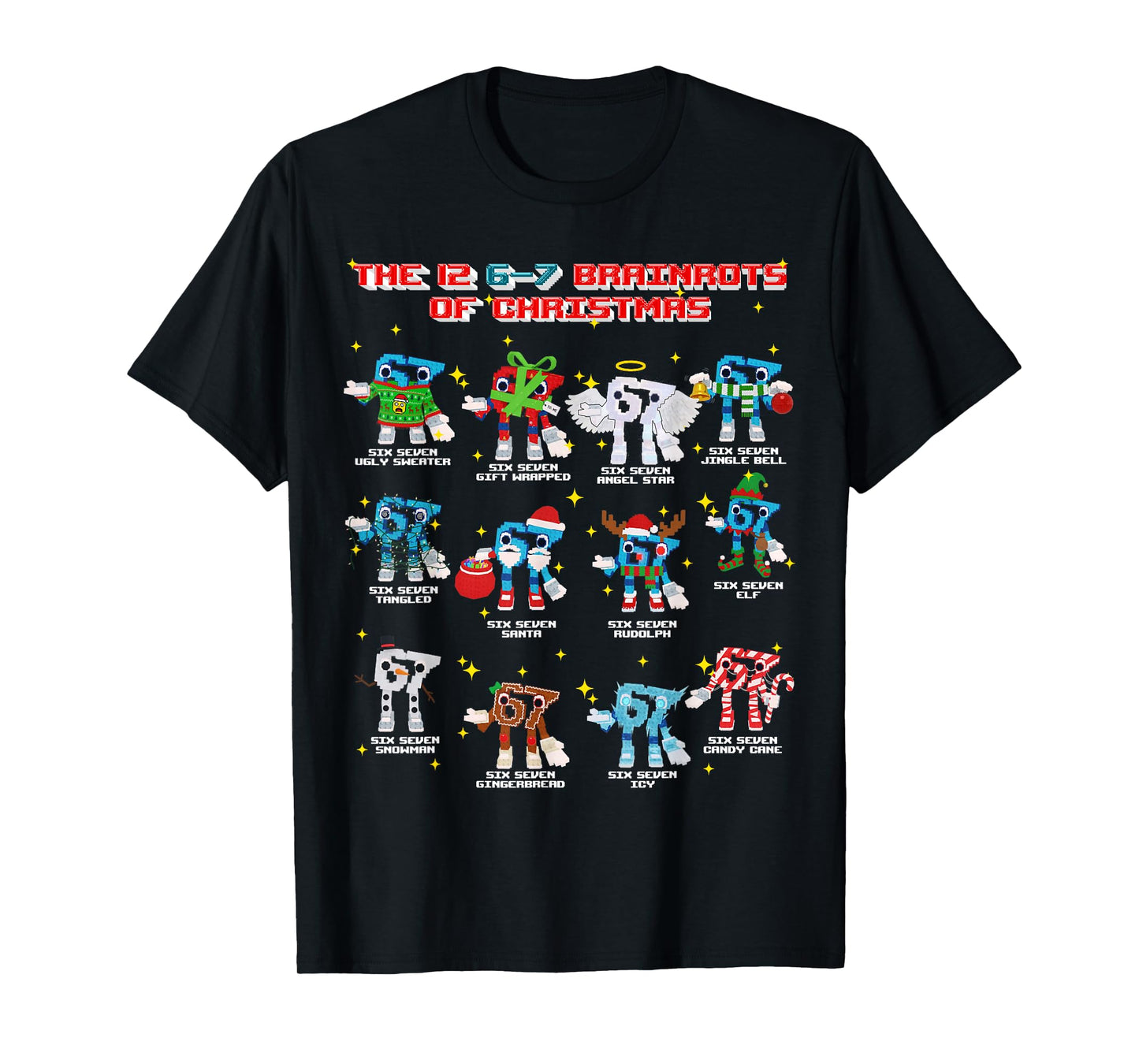 The 12 67 Brainrots of Christmas Funny 6-7 Brainrot for Kids T-Shirt
