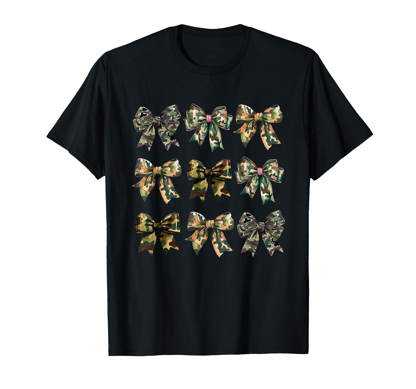 Camouflage Camo Bow Girls Camo Coquette Bow Hunting Women T-Shirt