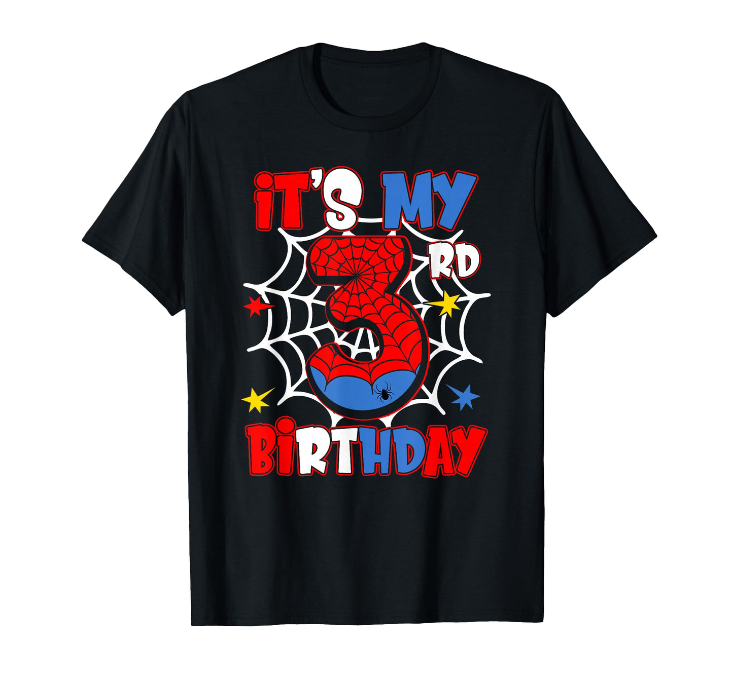 It's My 3rd Birthday Spider Theme Party 3 Year Old Boys Kids T-Shirt