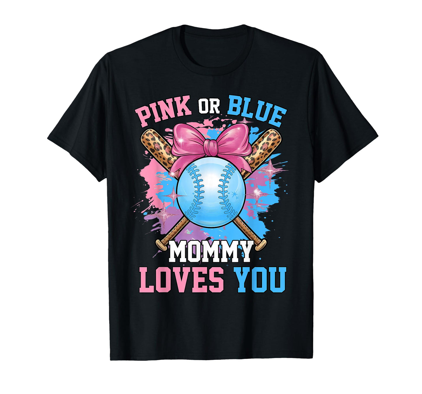 Pink Or Blue Mommy Loves You Baseball Coquette Design T-Shirt