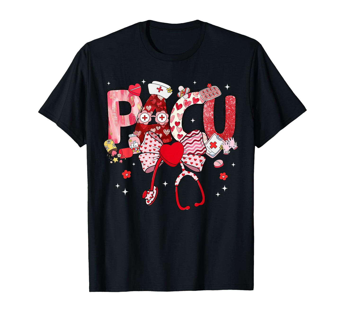 Valentine Pacu Nurse Coquette Bow Stethoscope Girl Women T-Shirt