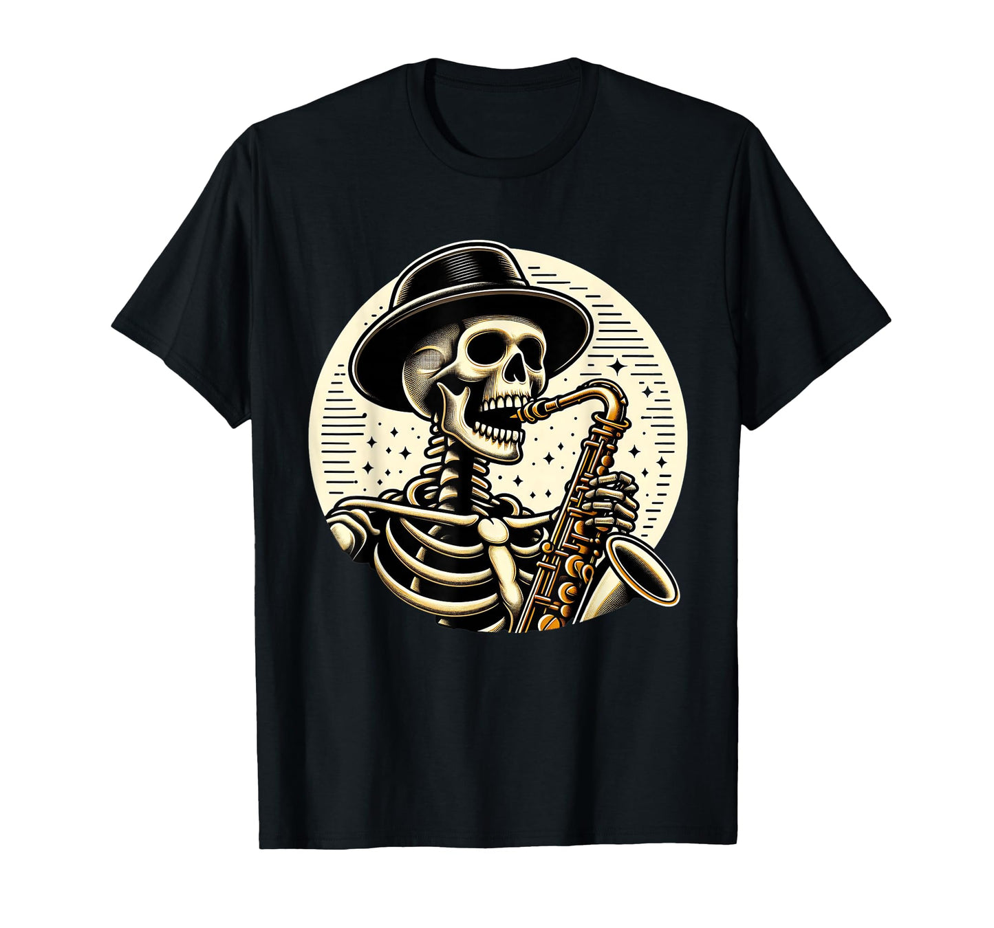 Saxophone Men Skeleton Playing Alto Sax Musical Halloween T-Shirt