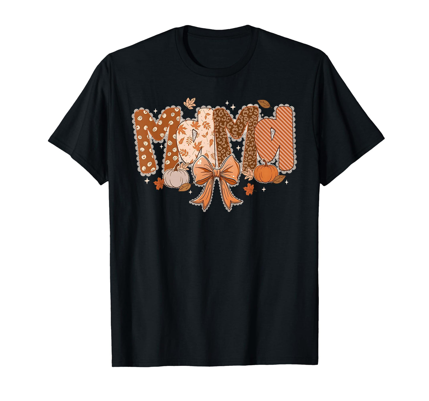 Mama Pumpkin Fall Coquette Lace Bow Thanksgiving Mom Women T-Shirt