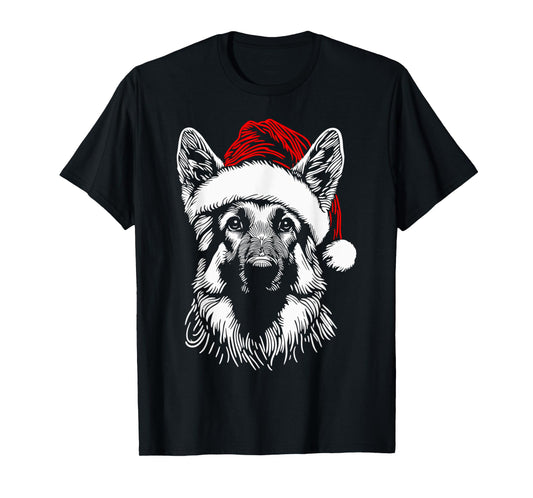 German Shepherd Santa Hat Christmas Xmas Pajama Women Mom T-Shirt