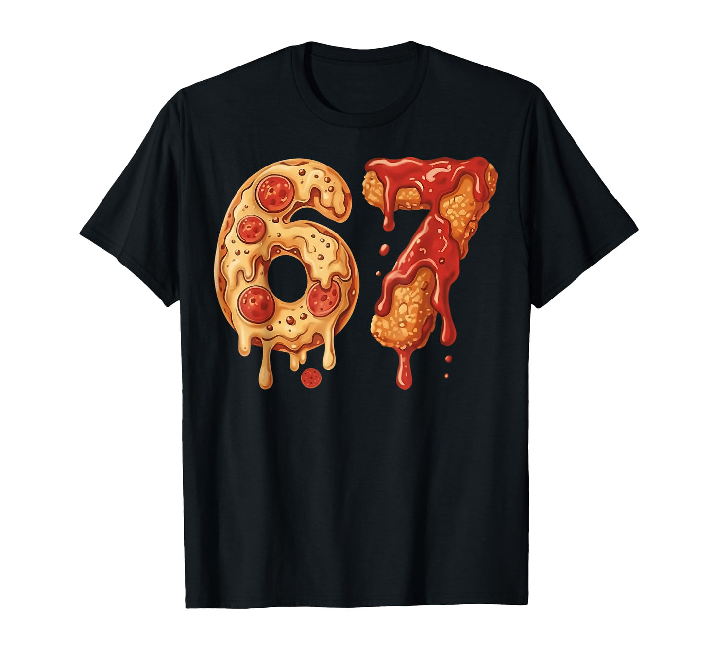 67 Pizza Meme Funny Six Seven Gen Alpha Slang Kids Design T-Shirt