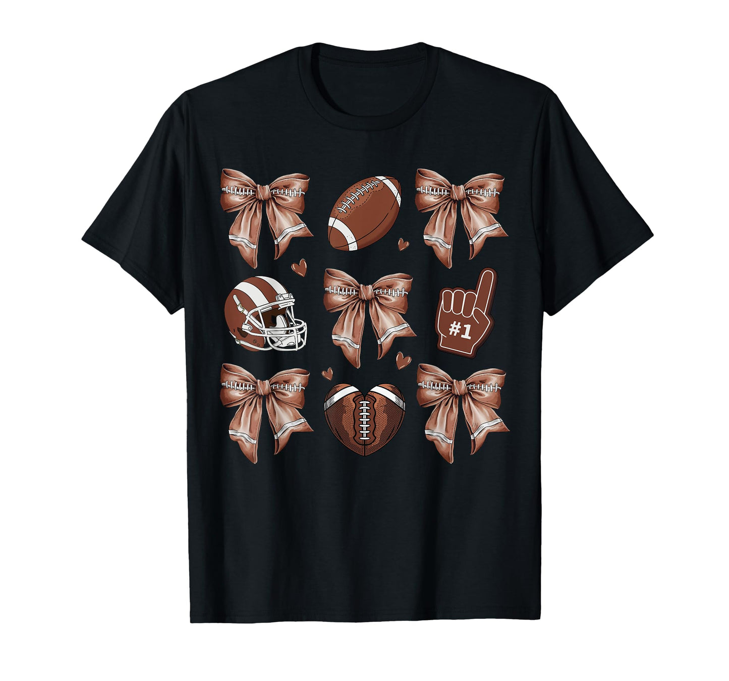 Football Coquette Bow Football Mom Game Day Women Girls Kids T-Shirt