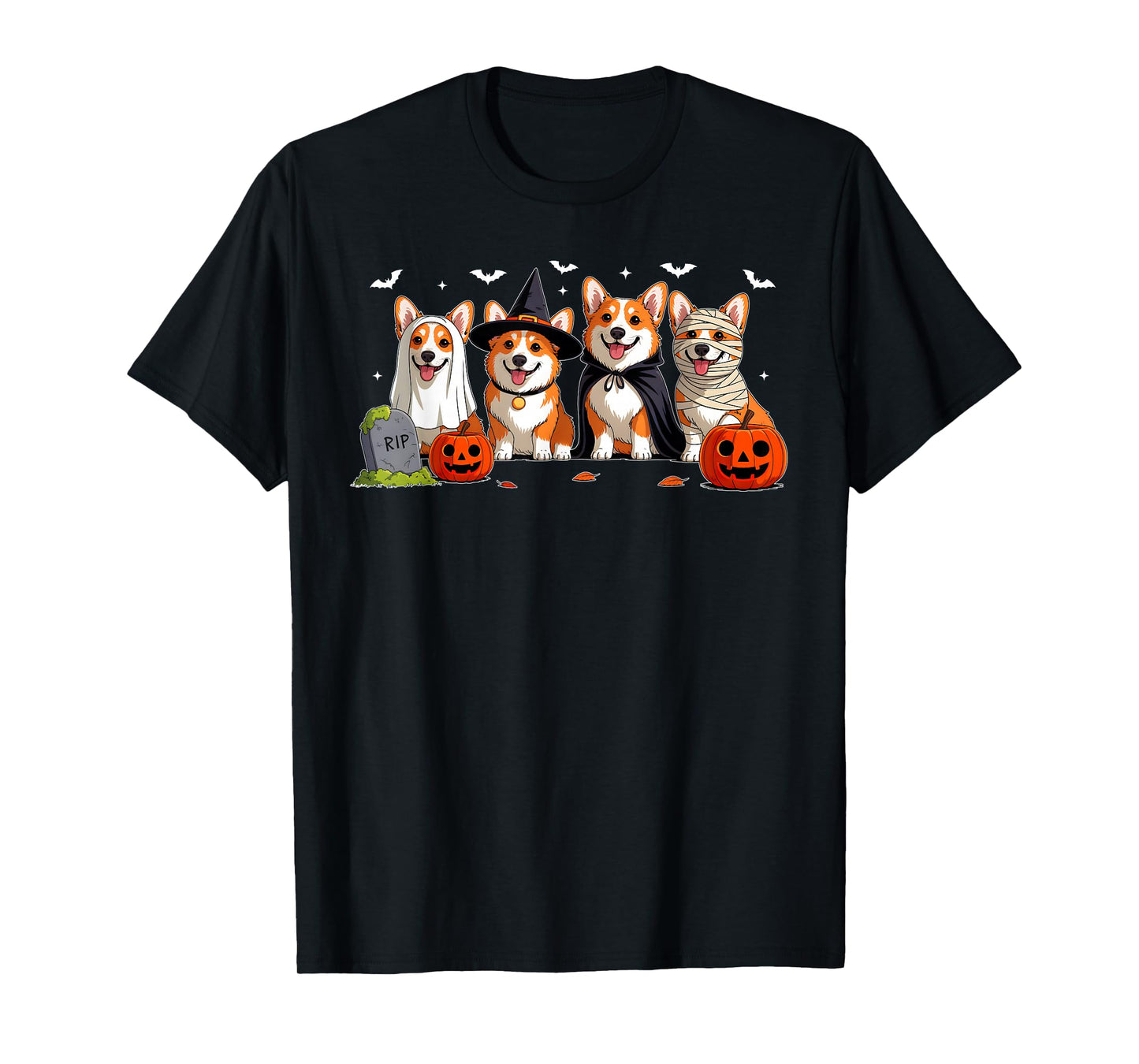 Corgi Dog Ghost Witch Mummy Pumpkin Halloween Spooky Season T-Shirt