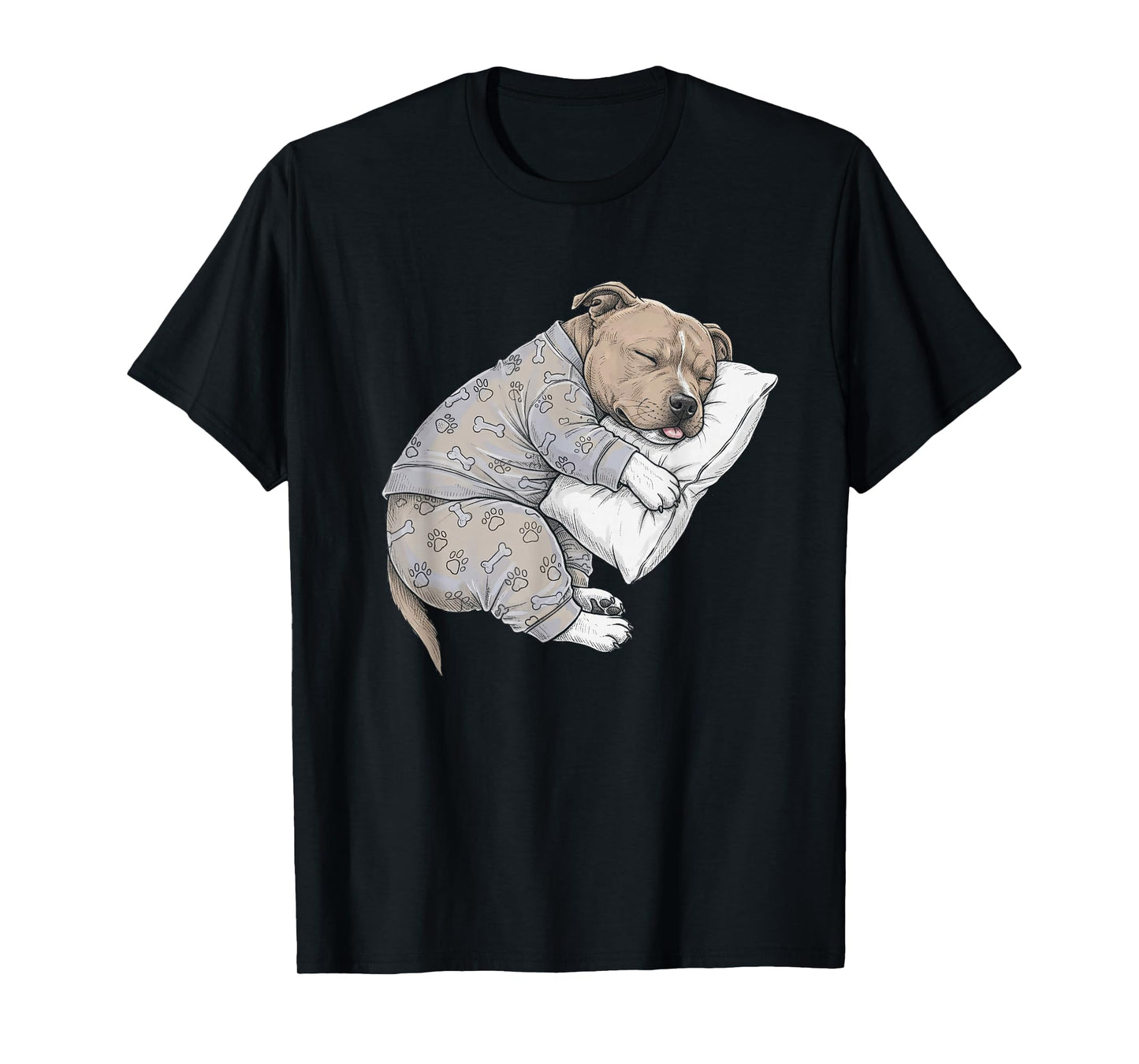 Funny Sleepy Staffordshire Bull Terrier Pajama Adults Kids T-Shirt