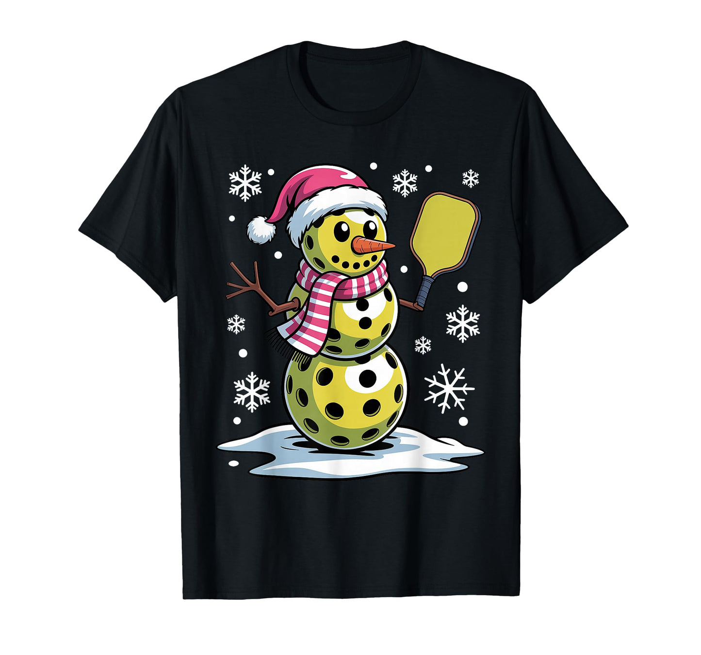 Santa Hat Snowman Xmas Pickleball Christmas T-Shirt