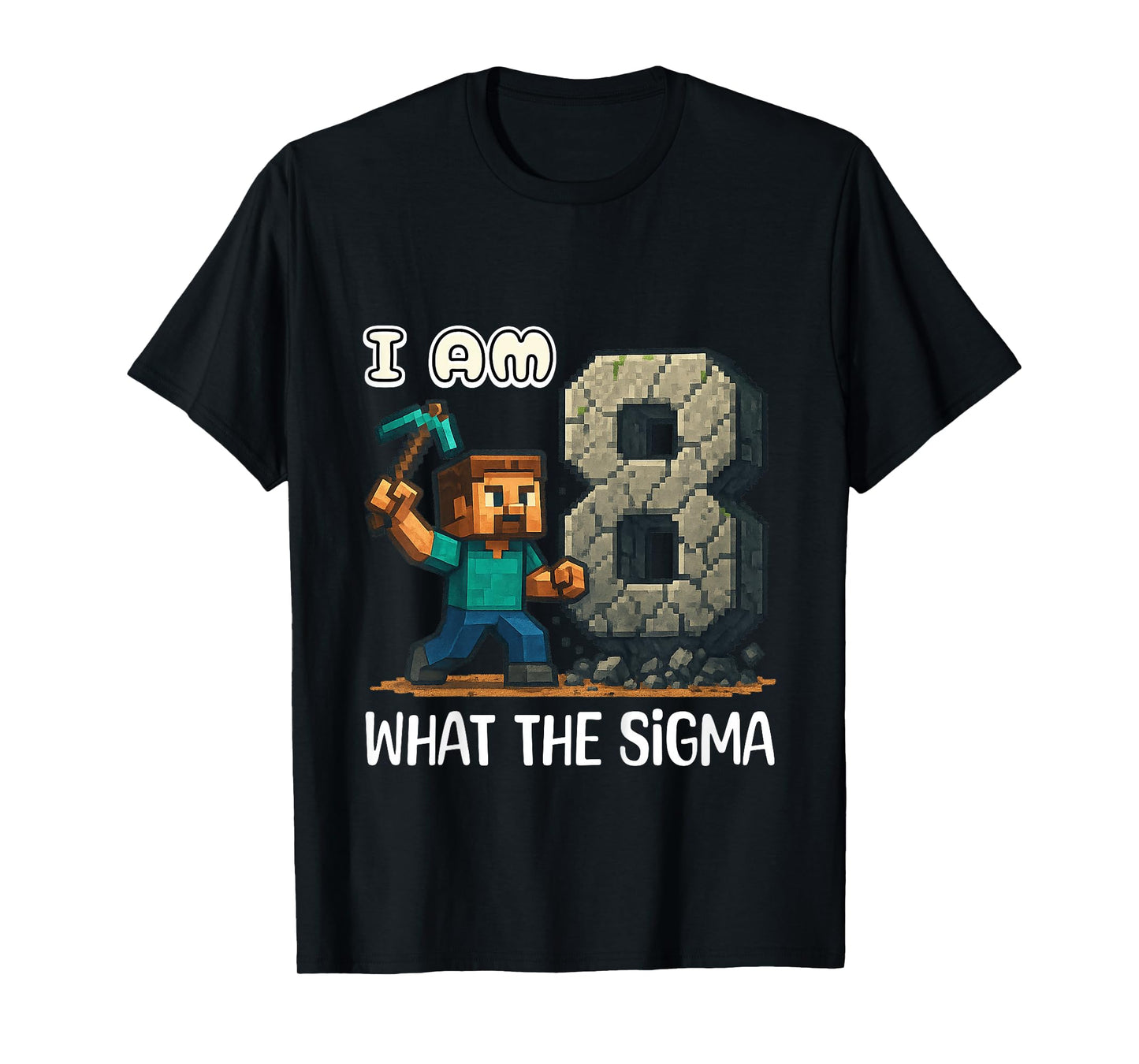 Kids Birthday Boys Eighth BDay Sigma Gaming Pixel T-Shirt