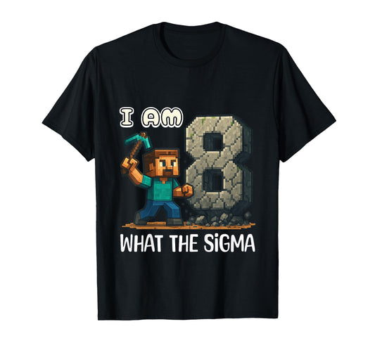 Kids Birthday Boys Eighth BDay Sigma Gaming Pixel T-Shirt