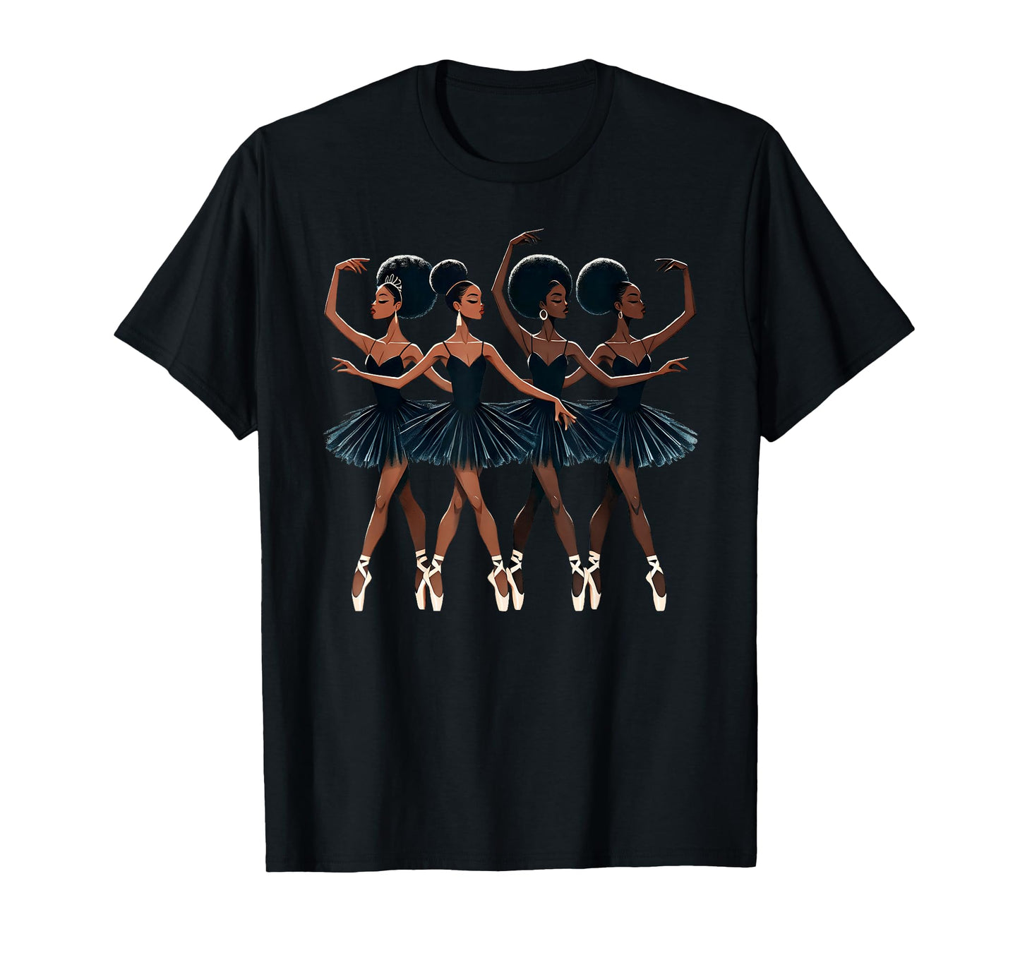 Black African American Ballerina Ballet Dance Dancing Girls T-Shirt