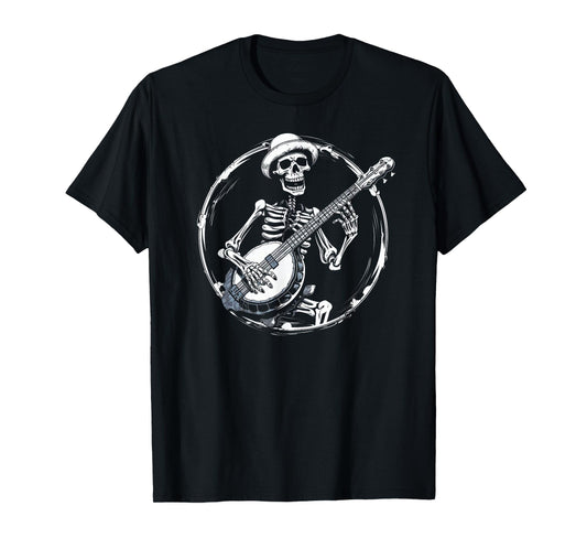 skeleton playing banjo Funny Bluegrass Style T-Shirt