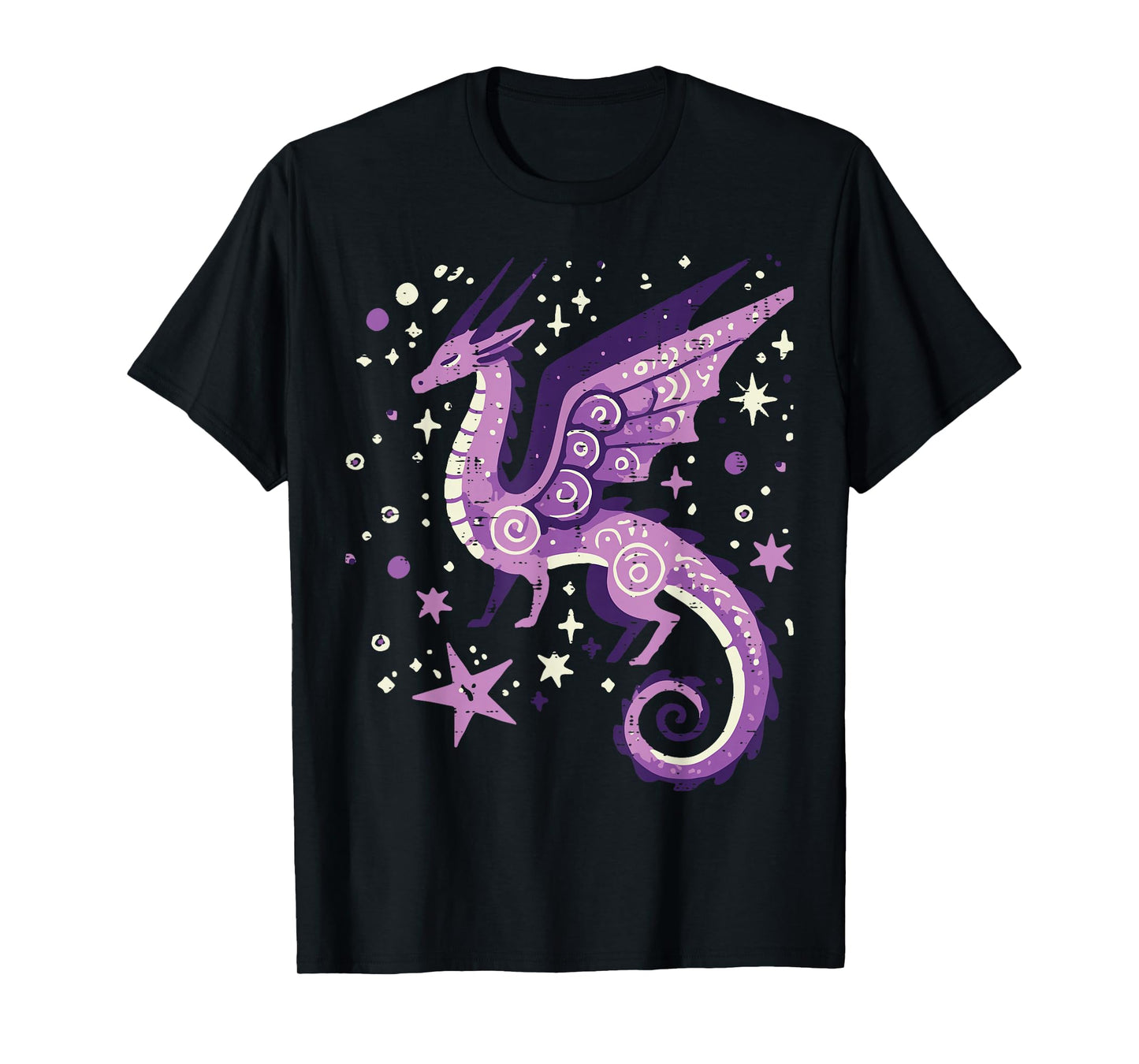 Purple Dragon Stars Cute Fantasy Mythical Girls Kids Women T-Shirt