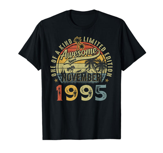 Awesome Since November 1995 Vintage Retro 30th Birthday Men T-Shirt