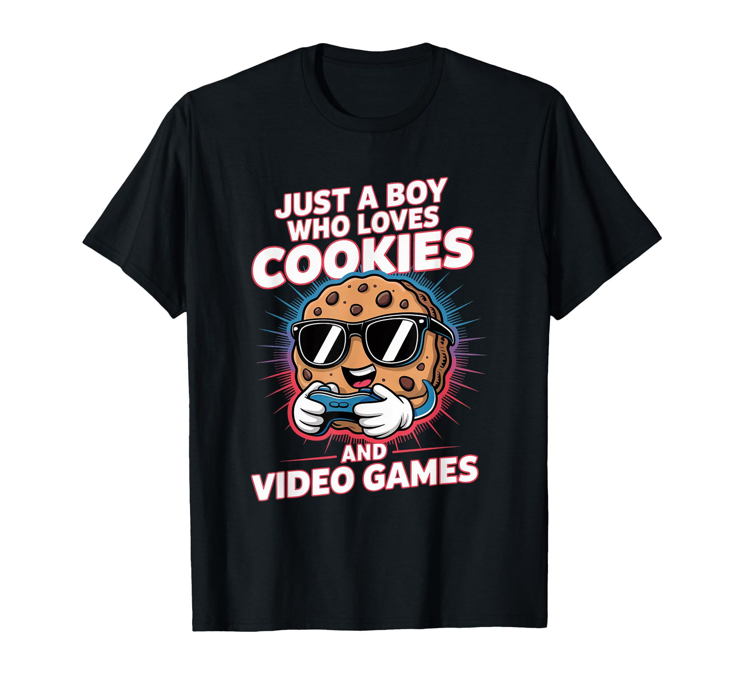 Just A Boy Who Loves Cookies Video Games Cookie Lover Gamer T-Shirt