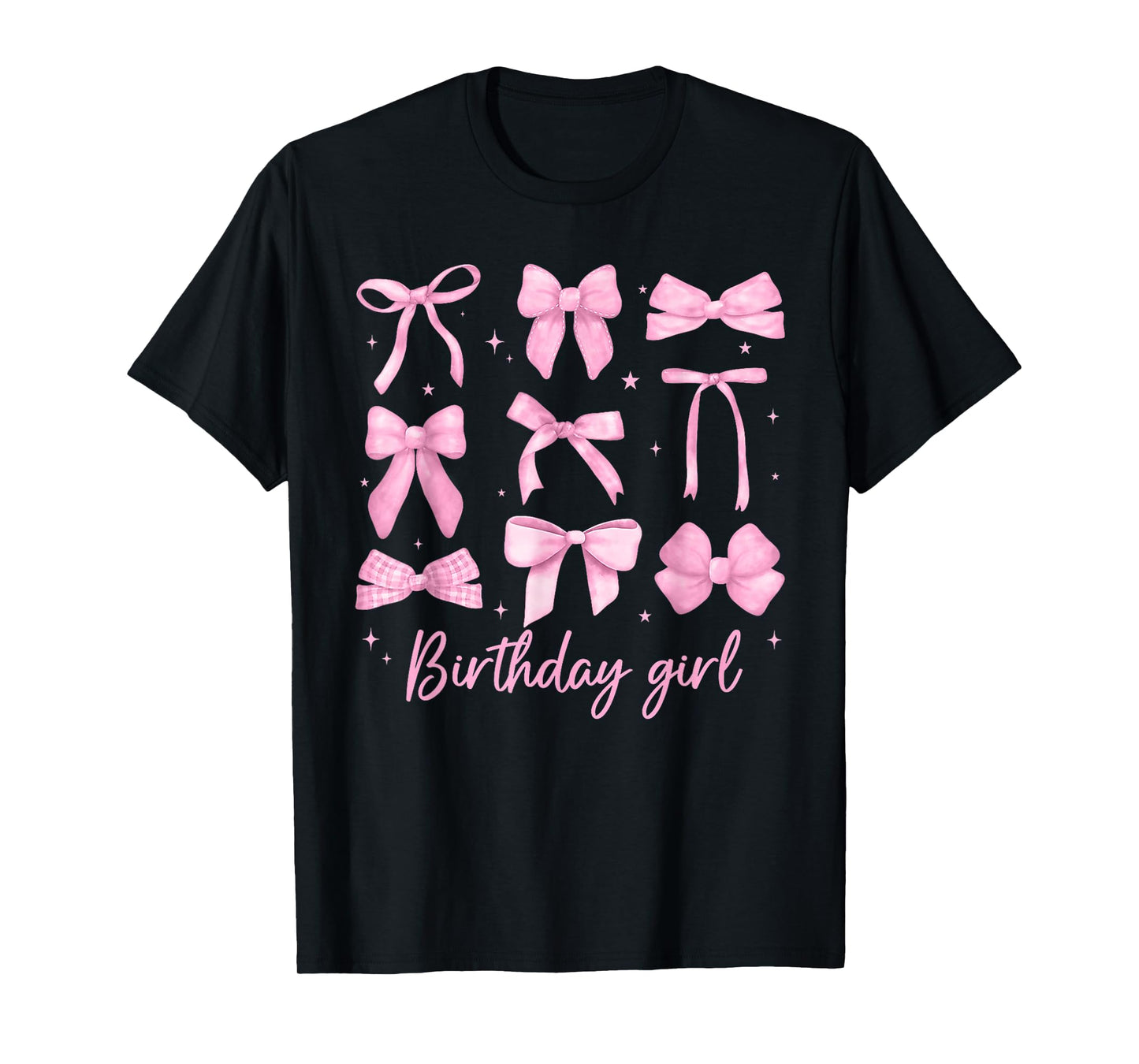 Birthday Girl Coquette Pink Toile Bow for Girl Kids T-Shirt