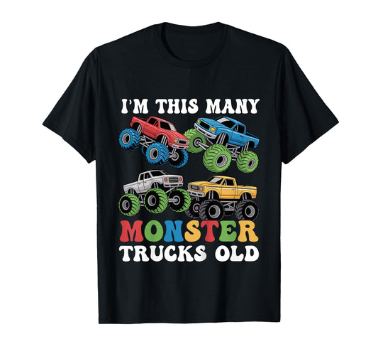Kids I'm This Many Monster Truck Old 4th Birthday Boy for kids T-Shirt
