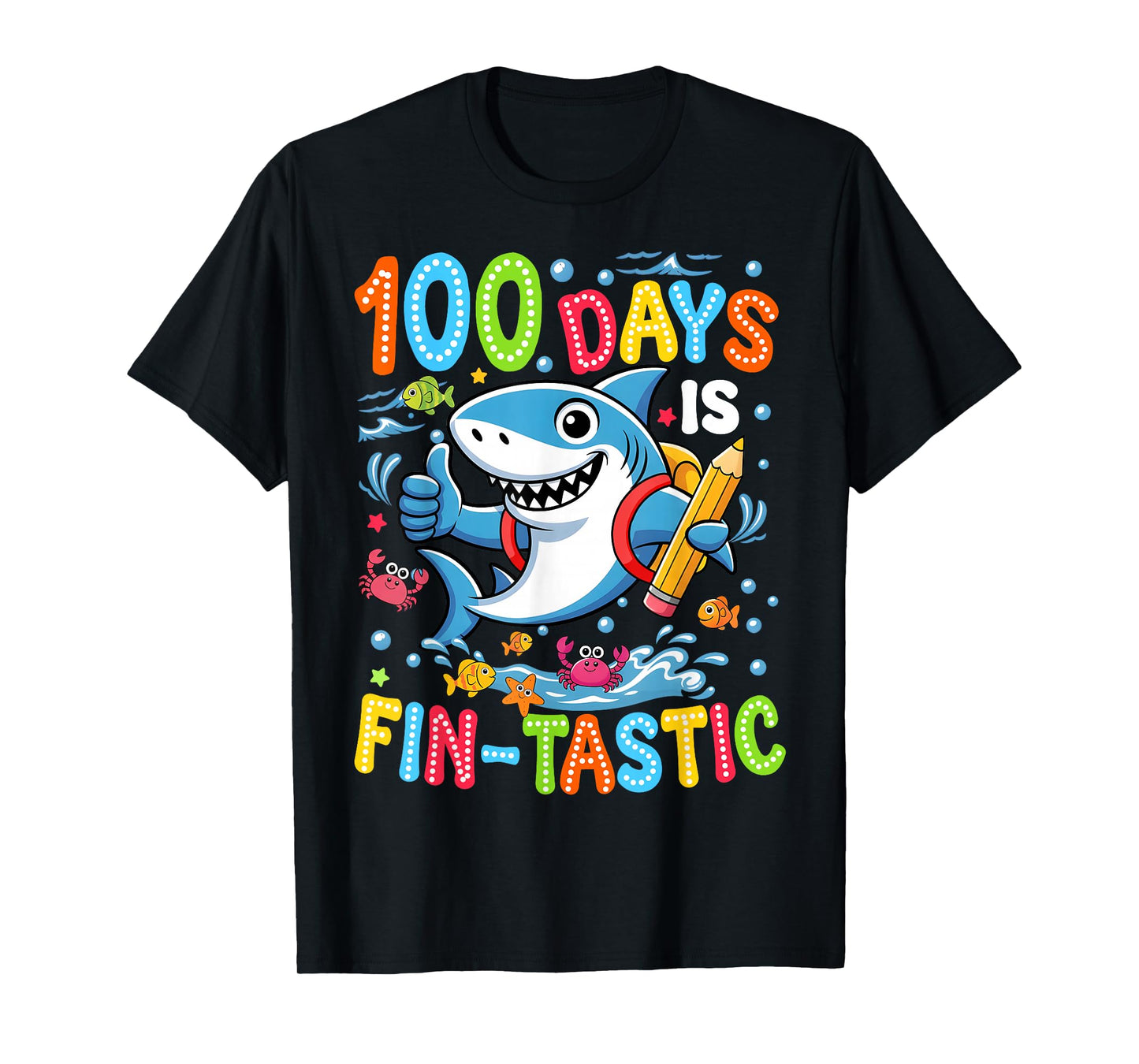 100 Days is Fin Tastic Fish Kid Boy Girl 100th Day of School T-Shirt