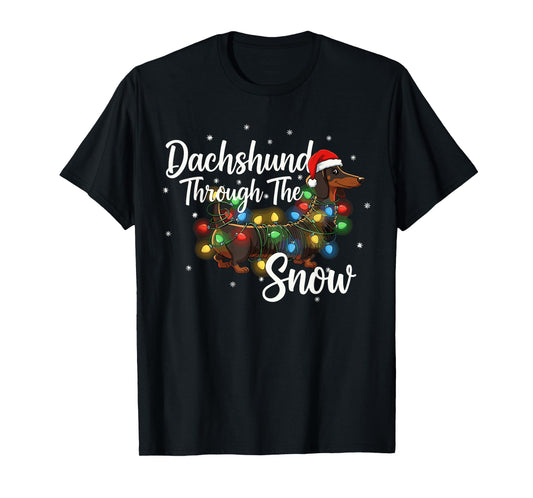 Dachshund Christmas Pajamas Shirt Dachshund Through The Snow T-Shirt