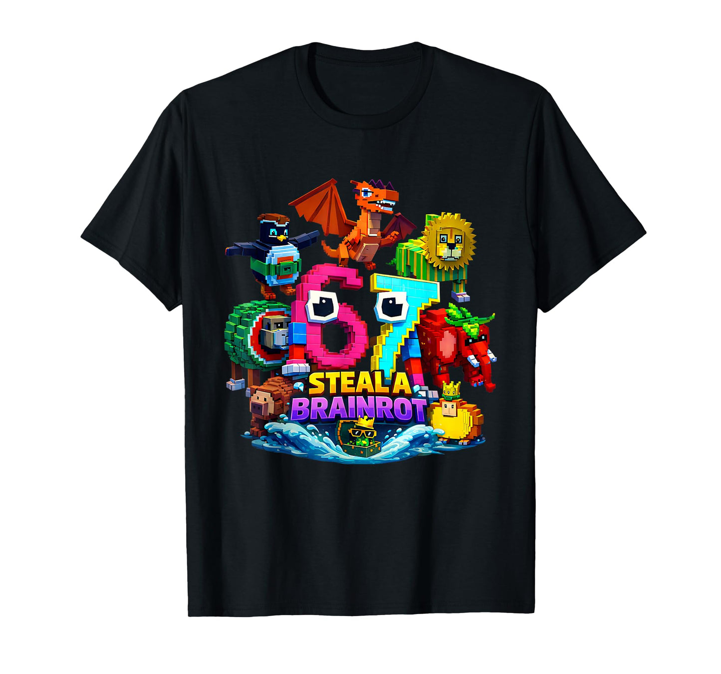 Steal a Brain Rot Shirt Funny Gamer Meme for Kids Funny 67 T-Shirt